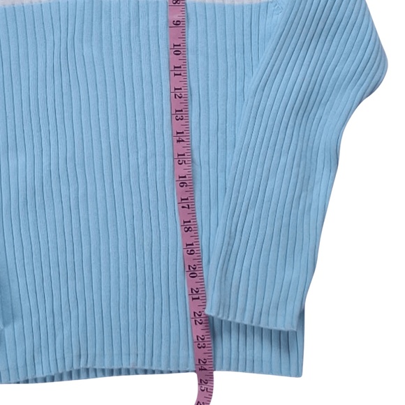 VTG Y2K Preppy Tommy Hilfiger Women's Light Blue Ribbed Henley Sweater Size 2X - Picture 5 of 8